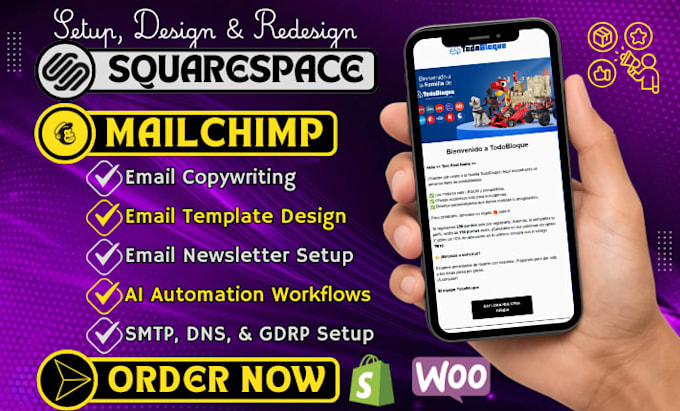 setup squarespace email newsletter automation mailchimp email template design