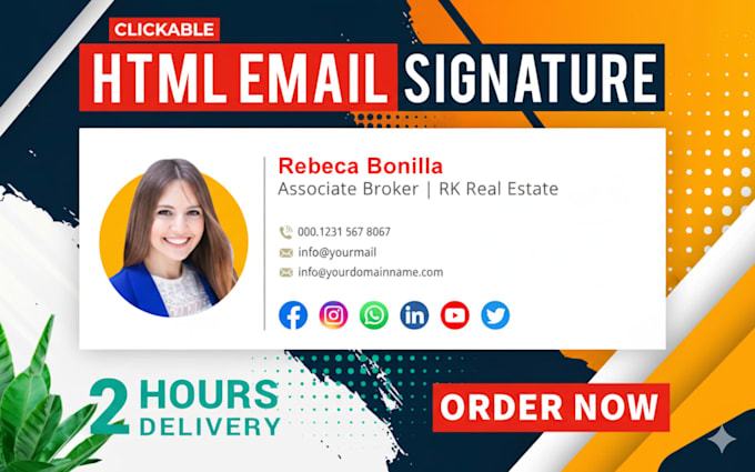 clickable HTML email signature for gmail outlook  apple mail