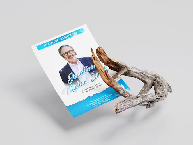 funeral flyer, memorial card, obituary bifold booklet program design