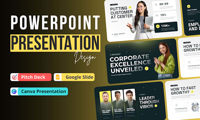design or redesign powerpoint, pitch deck, canva presentation and google slides