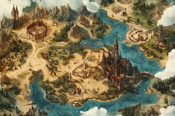 illustrate fantasy map and city map