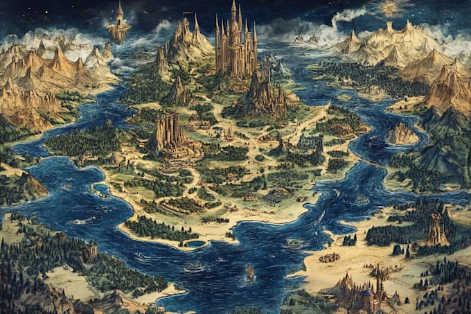 draw a professional top down fantasy map for you