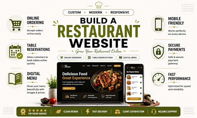 build a restaurant website with online ordering and booking system
