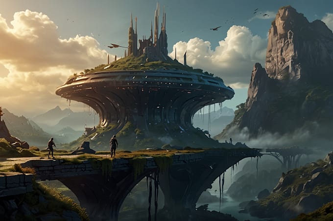 Create stunning fantasy and scifi environment concept art by Meziaber ...