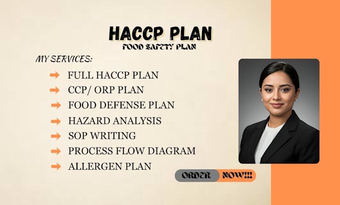 write a haccp food safety plan with procedures, forms, documents, fda compliance