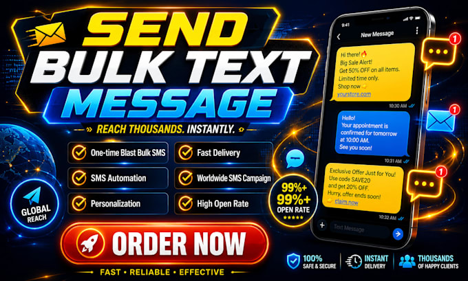 send bulk SMS message marketing campaign, bulk email, text