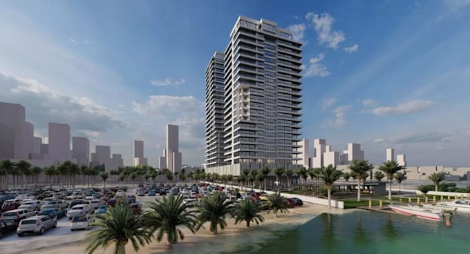 upgrade residential high rise building,cgi mixed use complex, multi story render