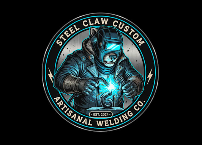 design creative welder mascot logo with unique creativity design