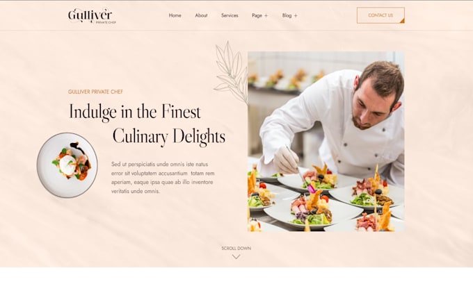 Build squarespace private chef website catering nutritionist food menu ...