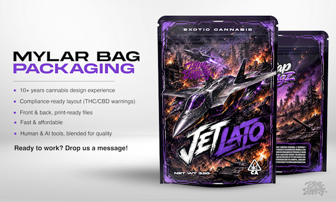 design weed mylar bag, cannabis pouch, cbd packaging with ai