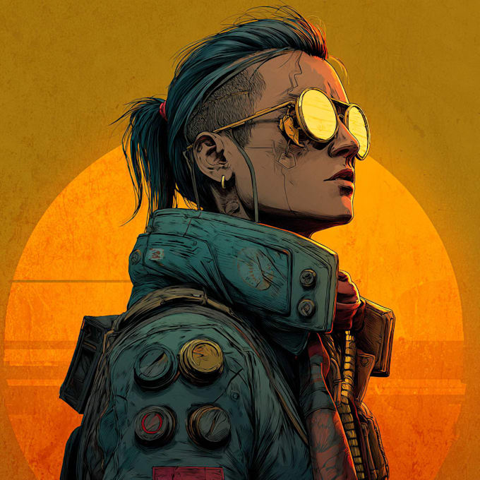 illustrate you as a cyberpunk style character