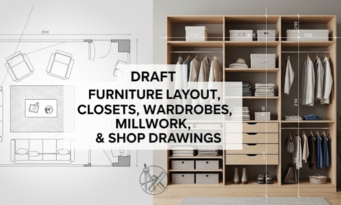 Draft furniture layout, closet, wardrobe, millwork, and shop drawings ...