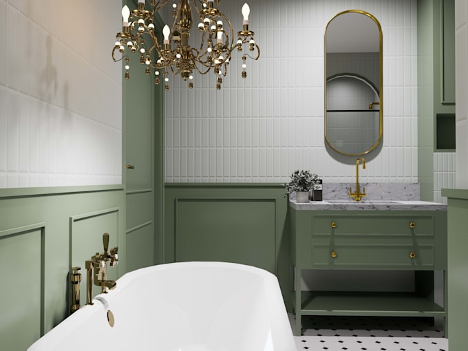 do washroom, bedroom and kitchen 3d,2d visualisations