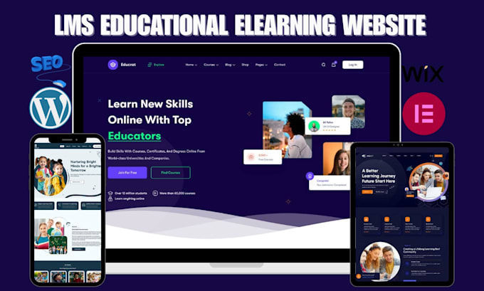 build lms educational website online course website education, elearning website