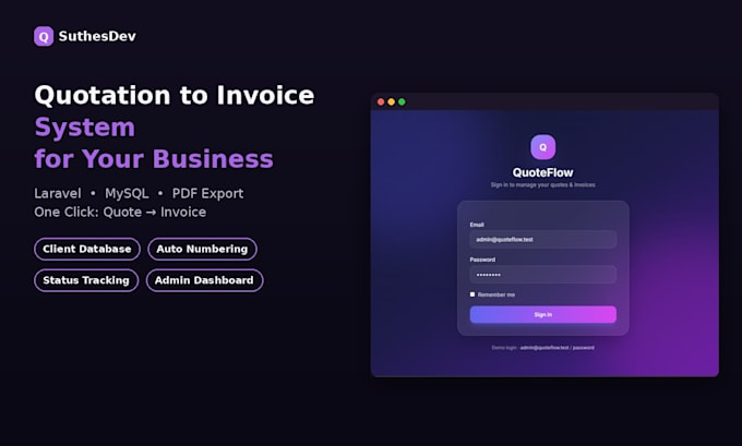 build a custom quotation to invoice system using laravel and mysql
