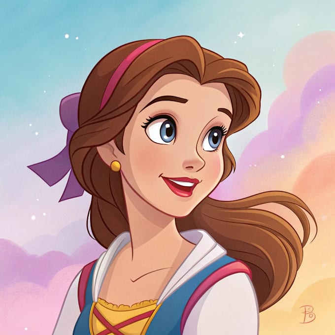 draw a gorgeous disney style cartoon portrait