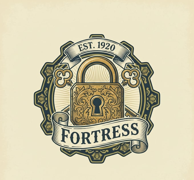 design a strong vintage lock logo
