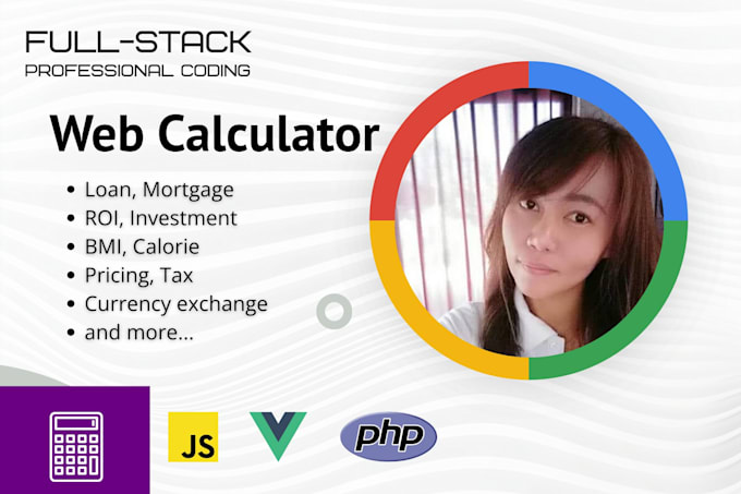 create custom web calculator with javascript, vue, PHP