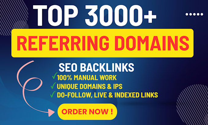 build 3000 referring domain SEO backlinks for google ranking