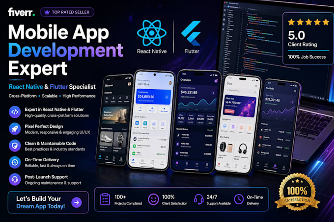 develop android mobile apps using react native and flutter