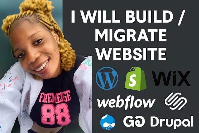 build wordpress shopify wix squarespace webflow godaddy drupal website migration