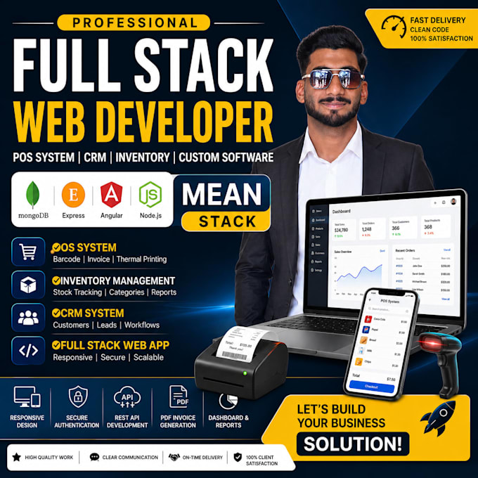 develop full stack web app, pos system ,CRM ,erp software