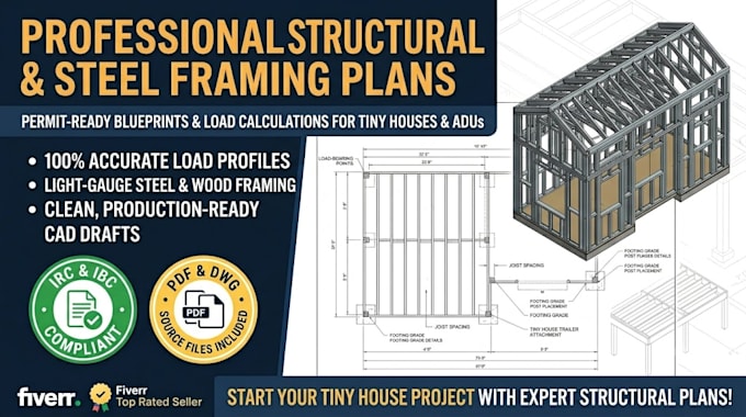 design structural plans, steel framing plans, and tiny house layouts