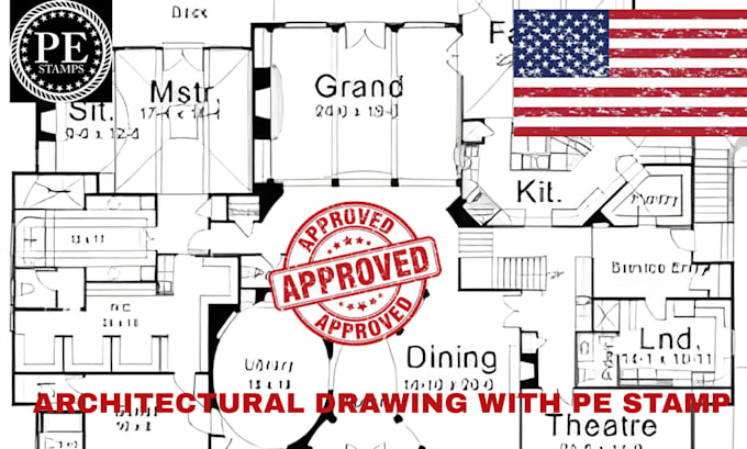 Pe stamp and seal floor plan architectural drawings city permit in usa ...