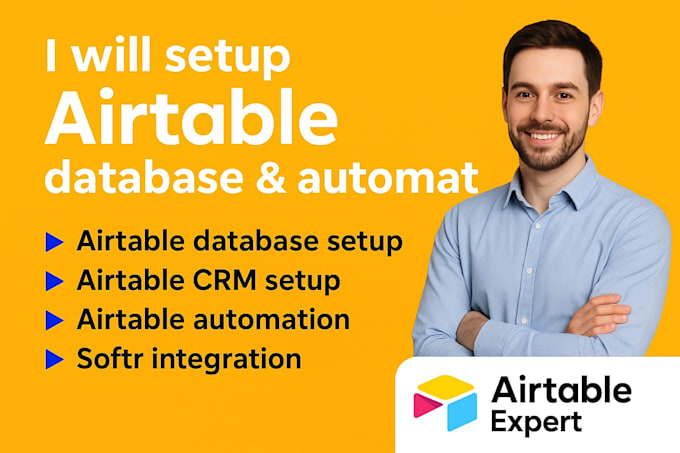 setup airtable database, automation, CRM system, and softr integration