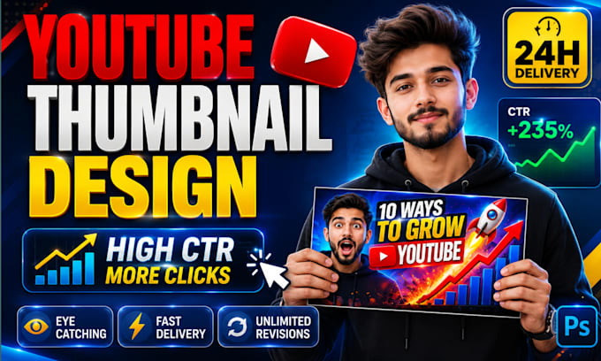 design amazing attractive clickbait thumbnail for youtube in 24 hrs