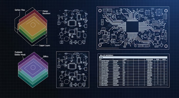 create schematic design, pcb boards, gerber files and bom