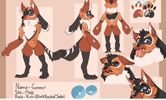 Draw furry character reference sheet furry oc character anime style ...