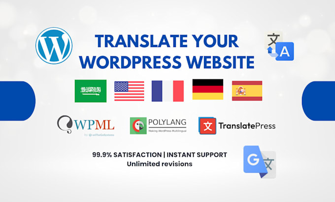 translate your website using wpml, polylang, translatepress, plugin