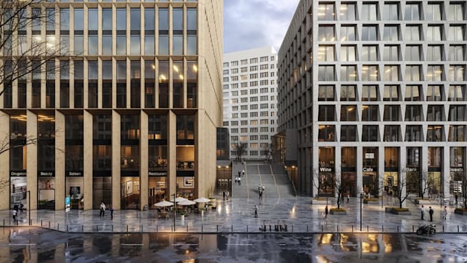 construct 3d high end, mixed used building, cityscapes, archiviz, cgi rendering