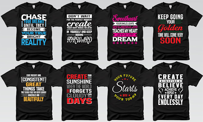 Create modern and eyecatching typography t shirt designs by Saffat_o ...