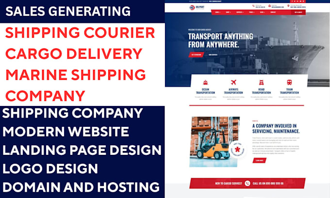 Design shipping courier cargo delivery marine shipping company website ...