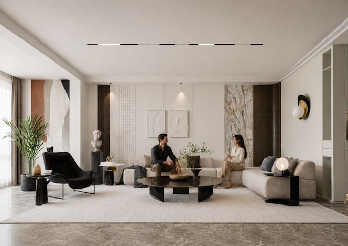 design a realistic interior for your home, living room and kitchen