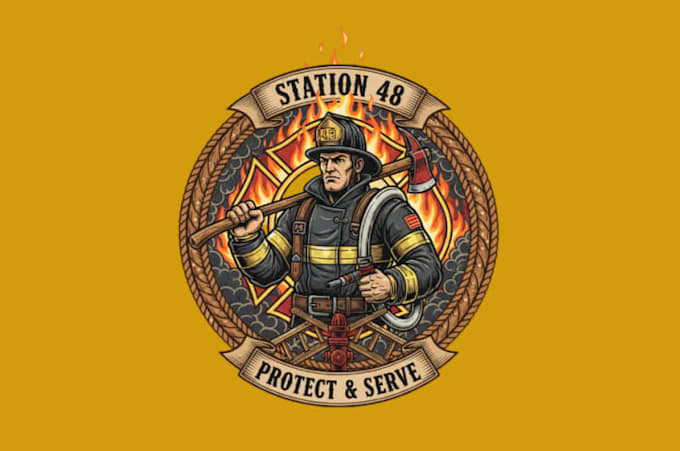 create high quality firefighter logo with satisfaction guarantee