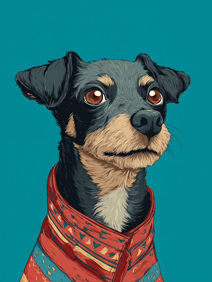 create disney pet portrait illustration