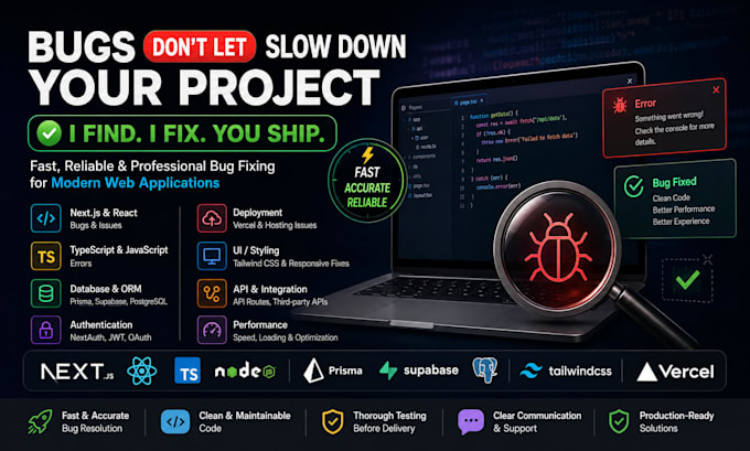 fix next js or react bugs