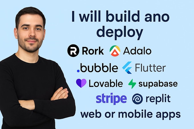 do rork, adalo, bubble, flutter,lovable v0, supabase, stripe webs createanything