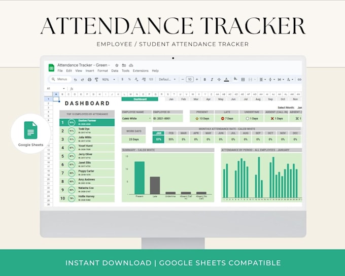 create automated excel attendance trackers with dashboard and timesheet