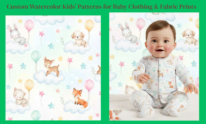cute watercolor seamless patterns for kids fabric