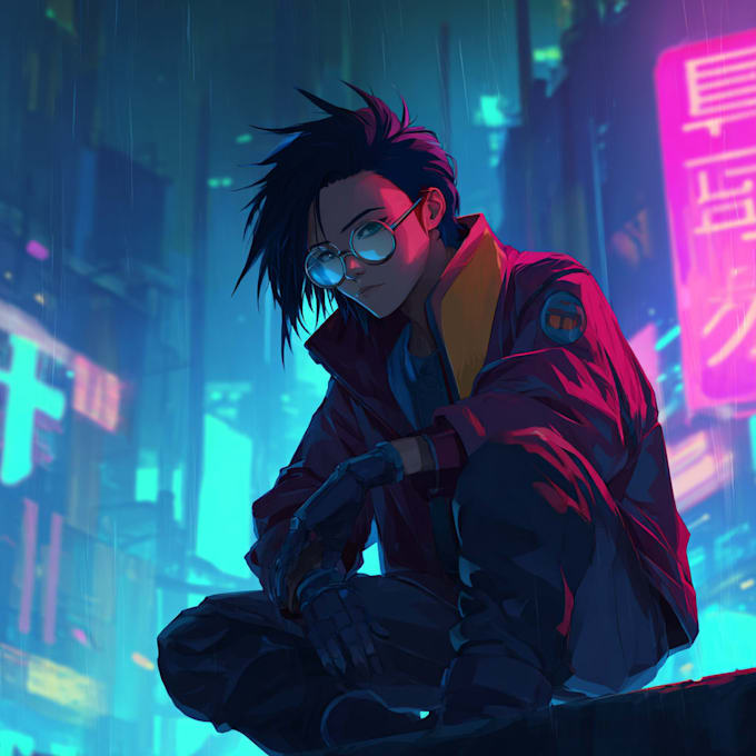 illustrate you as a cyberpunk style character