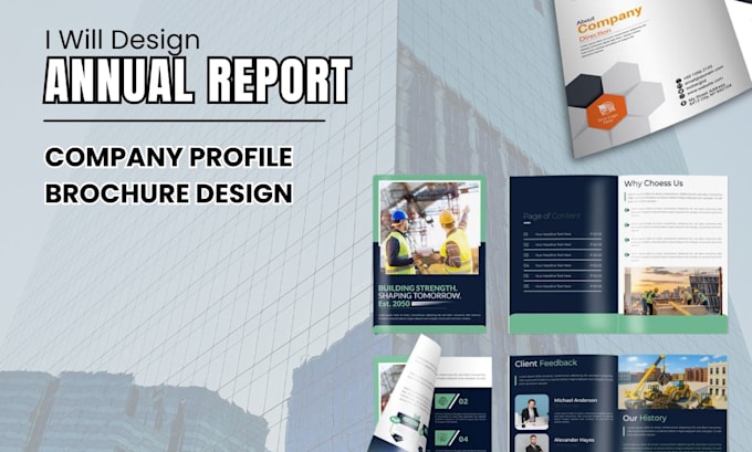 design company profile, annual report, brochure, and corporate booklet