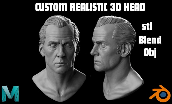 custom 3d head 3d bust 3d sculpture figurine potrait 3d head figure 3d face stl