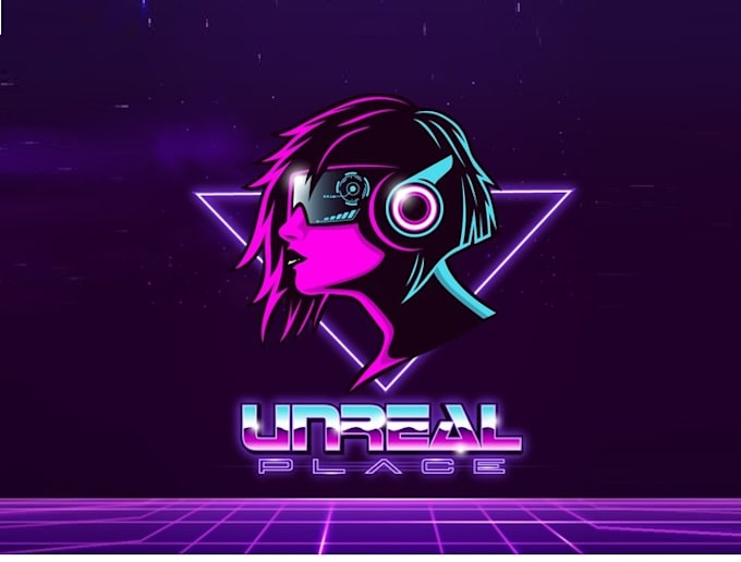 do classic cyberpunk logo for virtual reality amusement park