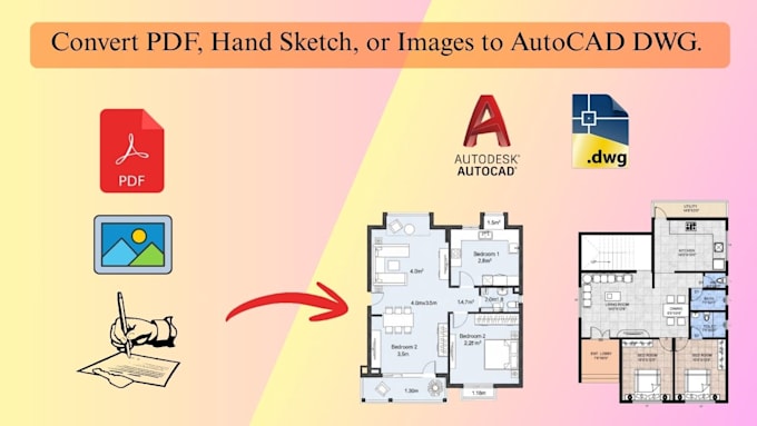 Convert pdf, hand sketch, or images to autocad dwg by Kamalpundir0915 ...