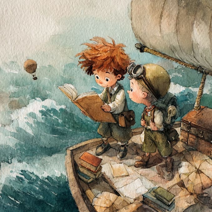 create watercolor children illustration