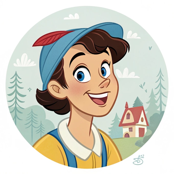 portrait into a disney style cartoon